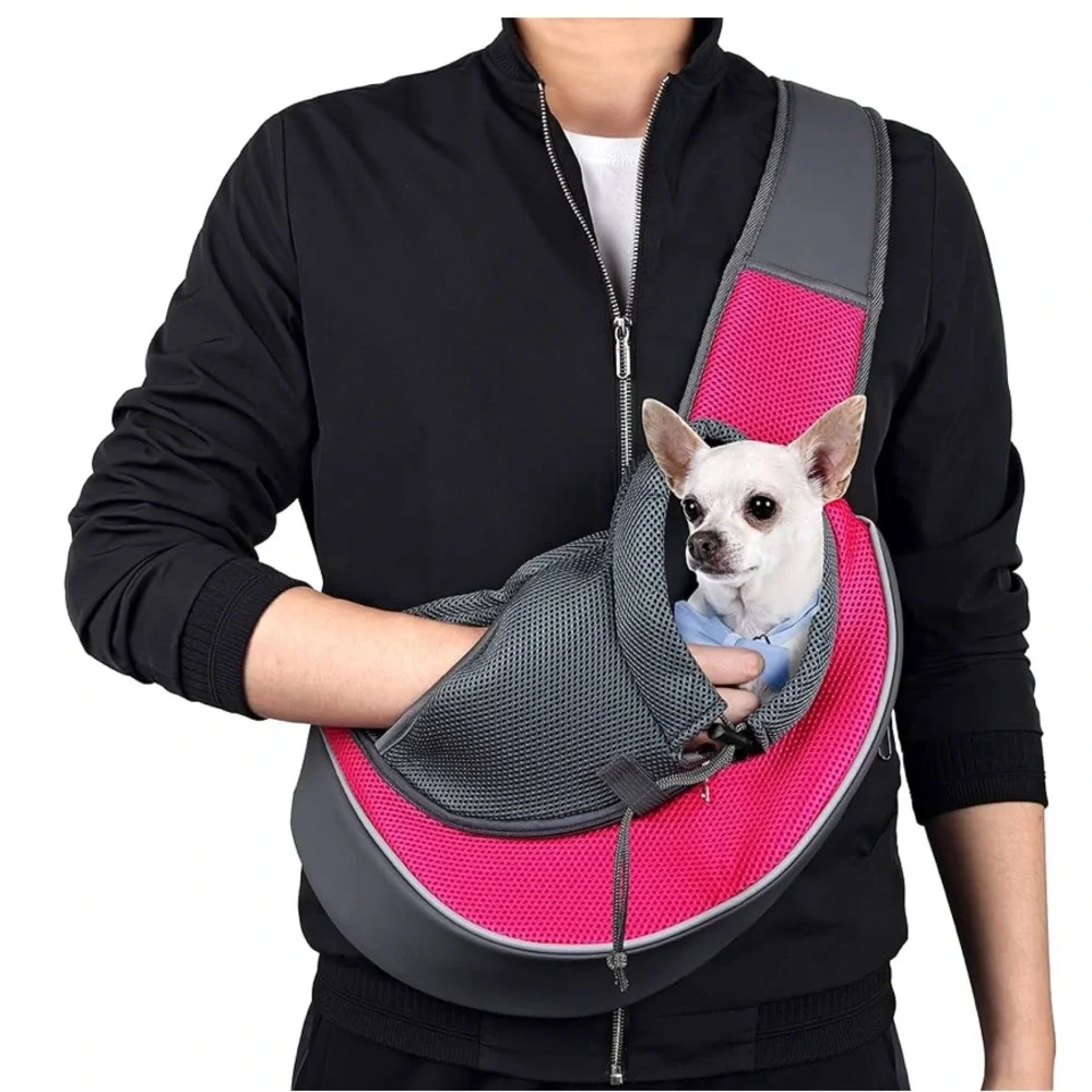WOYYHO Breathable Pet Dog Sling Carrier Adjustable Strap (Small up to 5 lbs)